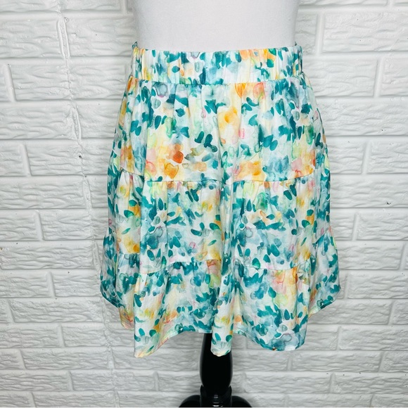 ANTHROPOLOGIE Cloth & Stone Watercolor Floral Mini Skirt Size S - Picture 3 of 8